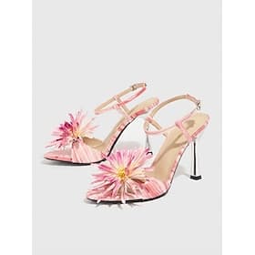 Women's Pink Floral High Heel Sandals - Ideal for Resort Dinners and Cocktail Parties
