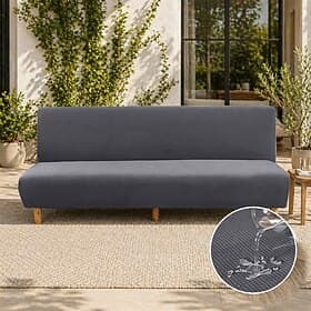Water Resistant Sofa Bed Slipcover 1-Piece Stretch Burgundy Sofa Slipcover Armless Sofa Cover Furniture Protector Soft with Elastic Bottom for Kids, Spandex Ja