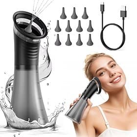 Wasser-Ohrspülsystem, elektrisches Ohrenschmalzentfernungsgerät mit 10 Ersatzaufsätzen, wiederaufladbarer Ohrreiniger per USB-C für sichere Anwendung Komfortab