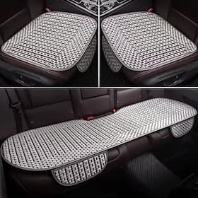 3PCS Summer Car Seat Cushion Set, Cooling Breathable Woven Seat Pad for Hot Weather, Universal Anti-Slip Front and Rear Seat Protectors for Car SUV Truck, Dura