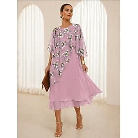 Femmes Robe Longueur Genou Robe en Chiffon Robe Décontractée Robe Fleurie Élégant Mode Moderne Extérieur Vacances Soirée Coupe régulière Fleuri Demi Manches Co