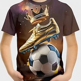 Boys' 3D Graphic Football Soccer T Shirts T shirt Tee Short Sleeve 3D Print Summer Spring Sports Fashion Streetwear Kids 7-9 Years Crew Neck Casual Daily Outdo