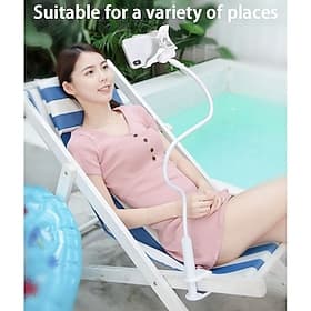 4 Pack Gooseneck Phone Holder for Bed, 360 Rotating Flexible Long Arm Cell Phone Stand, Clip On Lazy Bracket Mount for Desk, Headboard, Office, Compatible with