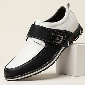 Men's Black and White Casual Dress Shoes Buckle Strap Lightweight Comfort Walking Footwear for Daily Wear, Office, Travel and Smart Casual Business Style