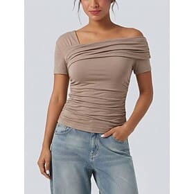 Ladies' short-sleeved, one-shoulder tops (style 2)