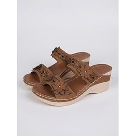 sandali con zeppa da donna con decorazioni floreali e comodo supporto plantare - perfetti per le uscite estive casual