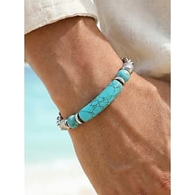 Herrenarmband im Boho-Stil aus Titanstahl und Natursteinen, mehrfarbiges Perlenarmband mit Kette – perfekt für Strandurlaub, lässige Sommeroutfits und den Allt