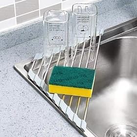 Scolapiatti da appoggio sopra il lavello, arrotolabile e triangolare, tappetino scolapiatti angolare da cucina, pieghevole in acciaio inox (triangolare), organ