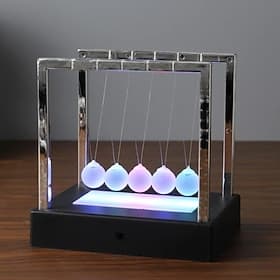 Newtons Pendulum, Newtons Balance Swing Ball, LED Light Up Newtons Pendulum Balls, Glowing Science Desk Office and Home Science Education Decoration