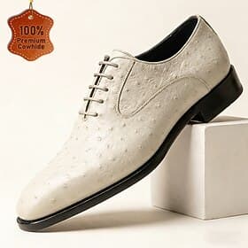 Men's White Croc-Embossed Oxford Dress Shoes with Black Cap Toe, Classic Lace-Up Formal Shoes for Gentlemen, Ideal for Weddings, Business Events, Banquets and