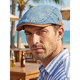 Béret ajustable en denim et coton pour homme, casquette plate multicolore style gavroche, idéale pour les vacances à la plage, les voyages, la conduite et le q