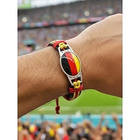 Pulseira masculina em couro sintético e acrílico com bandeiras nacionais, pulseira para torcedores de vários países, ideal para dias de jogos de futebol, apoio