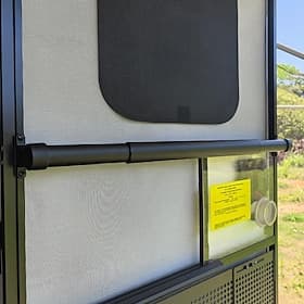Aluminum RV Screen Door Handle Grab Bar- Adjustable Camper Screen Door Crossbar Accessories for Trailer RV Entry Support- Sturdy Push Protector for Easy Exit A