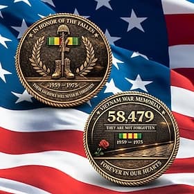 U.S. Vietnam War Memorial Commemorative Coin, 1959–1975 Veteran Challenge Coin, Honor Fallen Soldiers, Patriotic Collectible Coin, Durable Metal Display
