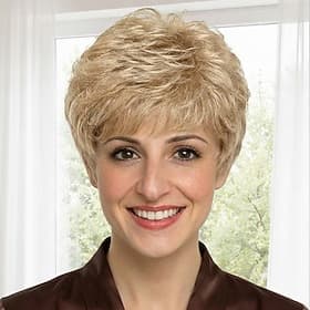 Short Ash Blonde Layered Pixie Cut Wig for Women - Textured Shaggy Synthetic Hair with Bangs, Natural Looking
