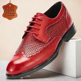 Hochwertige rote Herren-Oxfordschuhe aus echtem Leder mit Flügelkappe, perforiertem Brogue-Schnürdesign, formelle Schuhe für Bräutigam, Partys, Hochzeiten, Ban