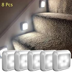 8 luci notturne intelligenti con sensore di movimento, 6 LED, clip magnetica, nessun cablaggio necessario, lampade a LED in ABS per uso interno – camera da let