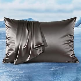 Cooling Pillow Cases for Hot Sleepers, Double-Sided Upgraded Arc-Chill Q-Max > 0.5 Cooling Satin Pillowcase, Silky Soft, Hair  Skin Friendly, Hidden Zipper - S