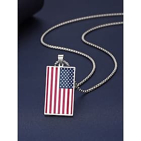 Men's Stainless Steel Flag Pendant Necklace, Multi-Country National Flag Chain Necklace for Soccer Match Day, Football Fan Support, Stadium Cheering, Casual Sp