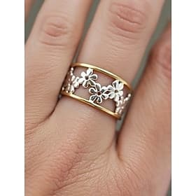 Women's Bohemian Alloy Open Ring, Adjustable Floral Design, Perfect for Beach Vacation, Casual Daily Wear and Summer Accessories
