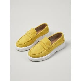 Women's Yellow Casual Slip-On Loafers – Faux Suede Flats, Comfortable Lightweight Shoes for Travel  Everyday Use