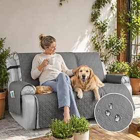 Waterproof Recliner Couch Covers for Pets, Sofa Covers  Washable Reclining Sofa Cover Non-Slip Furniture Protector with Elastic Straps Pocket for Dogs