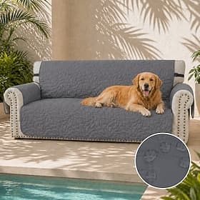 Waterproof Couch Cover for Cushion Couch Sofa Cover for Dogs Water Resistant Furniture Protector Cover with Foam Sticks Elastic Straps for Pet Cat