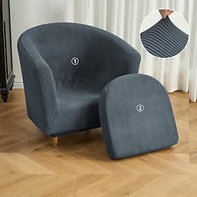 Single Club Chair Cover Stretch Elastic Soft Fleece Fabric Armchair Protector for Living Room Furniture