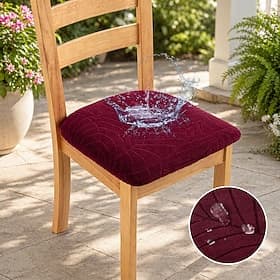 Water Resistant Jacquard Large Leaf Seat Covers for Dining Room Slightly Anti-splashing Small Seat Cushion Cover Anti-slip Elastic Anti-cat Scratching Seat Cov
