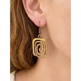 Women's Bohemian Alloy Geometric Spiral Drop Earrings, Gold and Silver Statement Dangle Earrings for Beach Vacation, Casual Summer Outfits and Everyday Wear