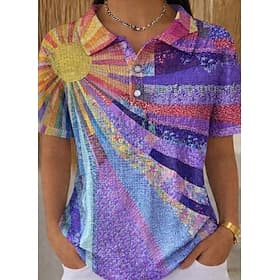 Women's Shirt Waffle Polo Shirts Summer Tops Graphic Animal Geometric Vintage Stylish Sleeveless Short Sleeve Turndown Regular Tops Beach Wedding Casual Daily