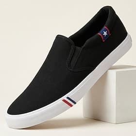 Men's Black Slip-On Casual Sneakers Lightweight Comfort Walking Shoes Minimalist Low Top Footwear for Daily Wear, Travel, Weekend Outings and Easy Smart Casual