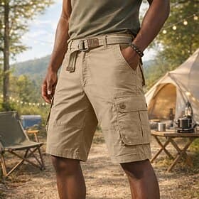 Herren Cargohose Cargohosen Cargo-Shorts Shorts Freizeitshorts Tasche Elastischer Bund Einfach Knielang Lässig Outdoor Streetwear Mode Streetwear Cachi scuro S