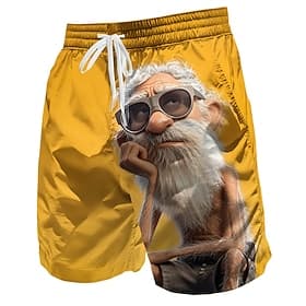 Homme Personnages de dessins animés Drôle Vieil Homme Maillots de bain Shorts de bain Shorts de Surf Taille Moyenne Rétro Vintage Extérieur Vacances Tenue Quot