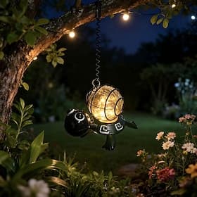 Lanterne décorative LED creuse en forme de tortue, étanche et solaire, en fer, pour jardin, cour, allée, bassin, arbres – éclairage d'ambiance paysager