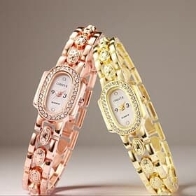 Women's Bangle Watch, Elegant Oval Rhinestone Jewelry Bracelet Quartz Watch for Ladies, Luxury Crystal Bezel Dress Wristwatch for Party  Wedding