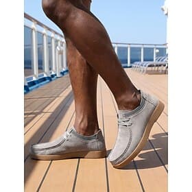 Men's Silver Gray Slip-On Casual Shoes for Island  Cruise - Soft Lightweight Comfort Loafers - Minimalist Resort Footwear for Holiday Travel, Cruise Wear and S