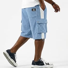 Men's Cargo Shorts Casual Shorts Corduroy Shorts Textured Shorts Patchwork Color Block Cargo Pocket Plain Solid Comfort Breathable Knee Length Casual Outdoor B
