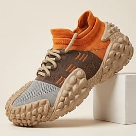 Men's Chunky Sole Trail Sneakers, Breathable Lace-Up Outdoor Walking Shoes, Sport Hiking Shoes for Travel, Camping, Daily Wear