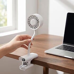 Mini Portable Clip-On Fan, Handheld Fan With LED Display, 105° Ajustable  360° Rotating, 100-Speed, Rechargeable Travel Fan For Women Men Summer Outdoor, Trave