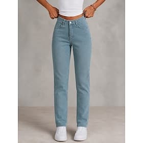 Femmes Jeans Pantalons moulants Chinos Mode Longueur complète Taille haute Confort Non Elastique Vacances Formel Noir Bleu ciel Gris Printemps Coupe Slim