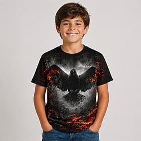 Jungen 3D Grafik Vogel 3D T-Shirt Ärmellos Kurzarm 3D-Druck Sommer Punk Kinder 4-12 Jahre Täglich Normale Passform