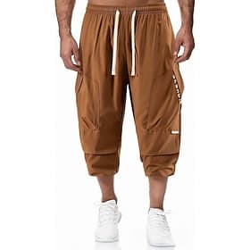 Homme Short cargo léger taille confortable Shorts Short décontracté Cordon de serrage Avec Poches Taille Élastique Couleur Pleine Confort Séchage Rapide Longue
