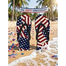 Men's Patriotic USA Flag Flip Flops – Lightweight Beach Sandals for Independence Day, USA Celebration  Summer Travel
