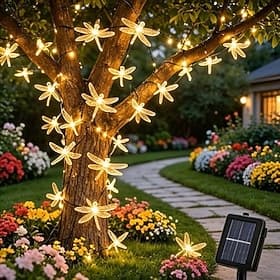 6.5m 30LEDs Solar Dragonfly Fairy String Light Warm White Multi Color White 8 Modes Outdoor Waterproof Christmas Wedding Holiday Decoration Light