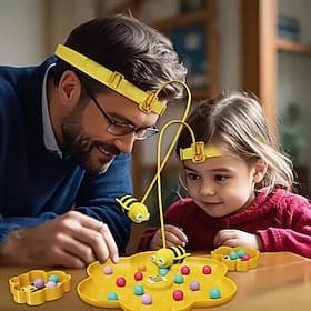 Funny Bee Headband Game for Kids  Adults, Interactive Family Board Game with Magnetic Bees, Head-to-Head Action Toy for Fine Motor Skills  Balance, Ideal Indoo