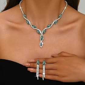 Earrings Set Two-piece Suit Chrome Earrings Women's Fashion Jewelry Set For Wedding