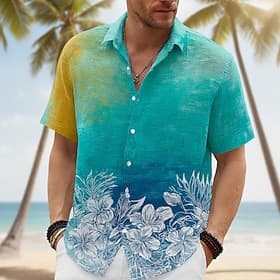 Per uomo Stampa Floreale Fiori tropicali Camicia Camicia hawaiana estiva Camicie tropicali Manica Corta Hawaiano Resort Casuale Ferie Abbigliamento mare Estate