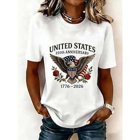 American Independence Day Thanksgiving Day Women's T Shirt Print Graphic American Flag Vintage Fashion Casual Short Sleeve Crew Neck Round Neck Long Tops Casua