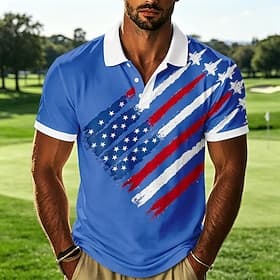 4 de julio de 2026, 250 aniversario Hombre Bandera estadounidense Camisetas polo deportivas Manga Corta Camisas de polo Camisas con cuello Casual Ropa Deportiv thumbnail 2